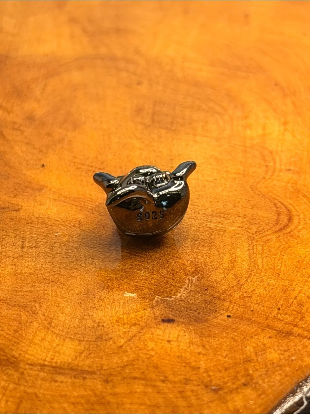 Black Cat sterling silver charm bead